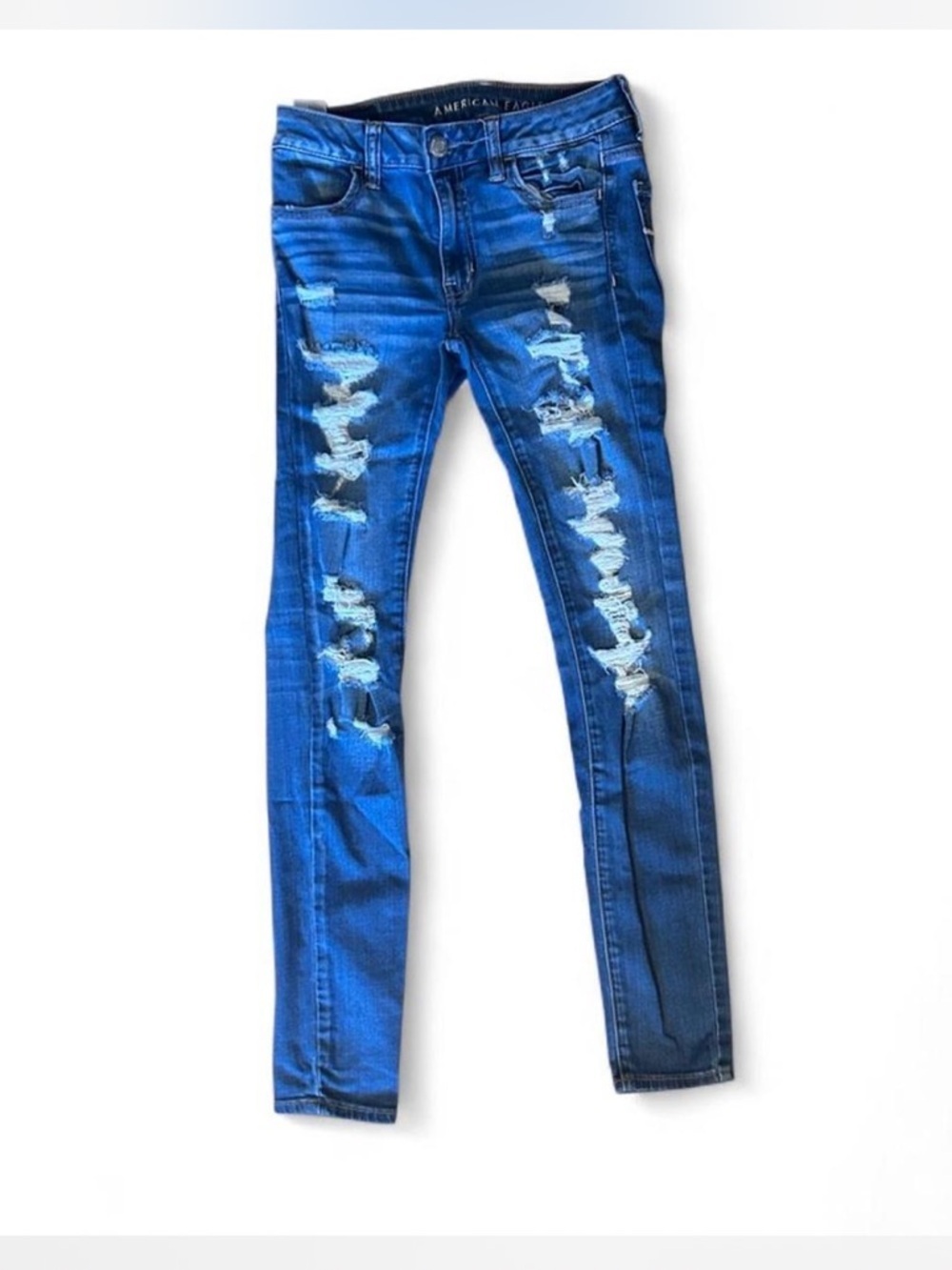 American Eagle Outfitters Women’s Super Stretch Distressed Skinny Jeans Blue